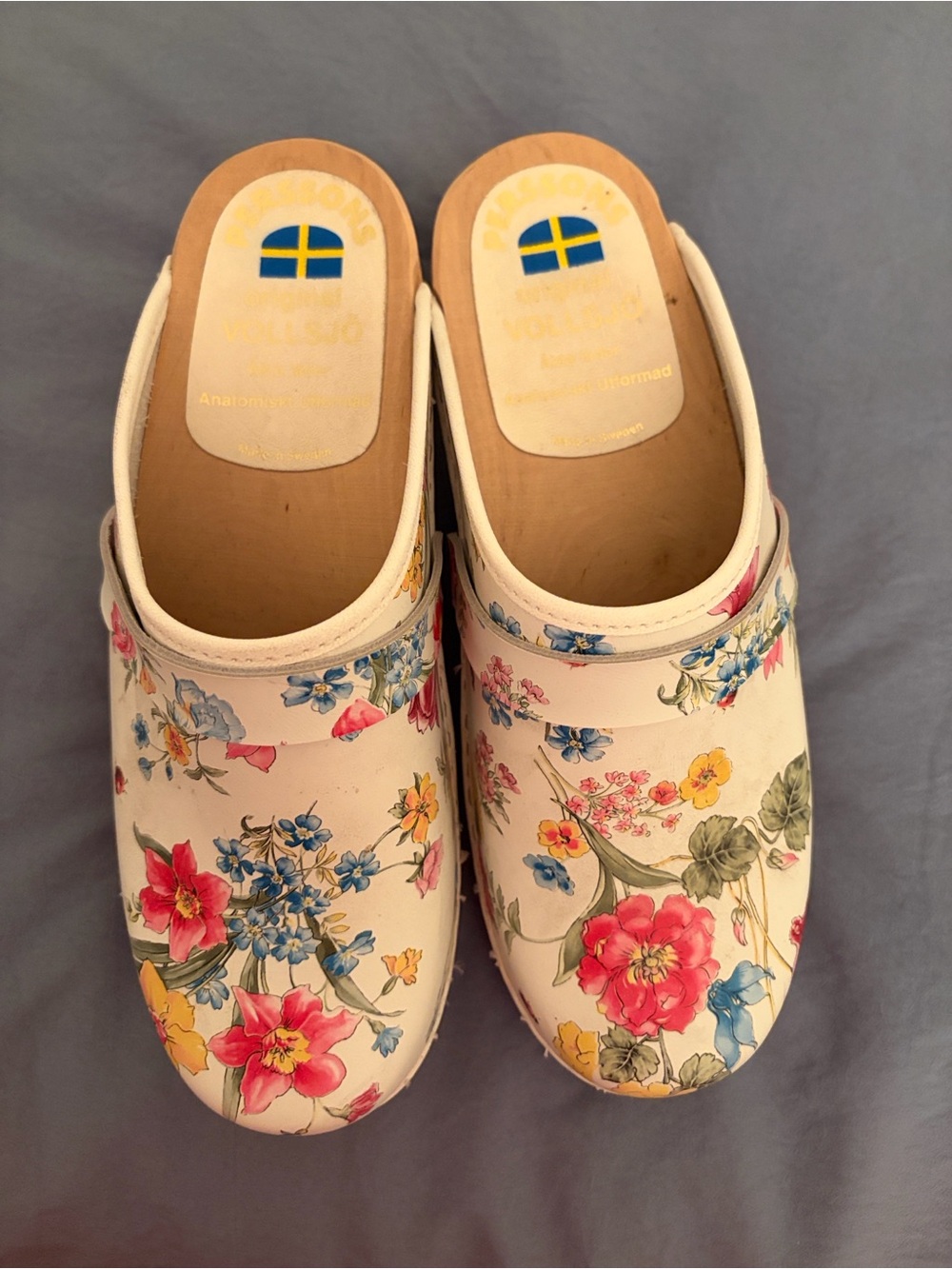 Floral Print Women's Clogs - Cream Multicolor-NWOT